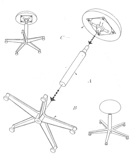 SGABELLO IN ACCIAIO CON ALTEZZA REGOLABILE - Base fissa - Piedini in plastica