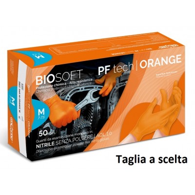  GUANTI MONOUSO IN NITRILE SENZA POLVERE - AQL 1.0 - Arancione - 50PZ