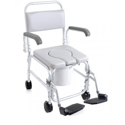 Sedia da Doccia Regolabile con rotelle per disabili Anziani e disabili HSRG Carrozzina WC Pieghevole con Ruote Anziani 