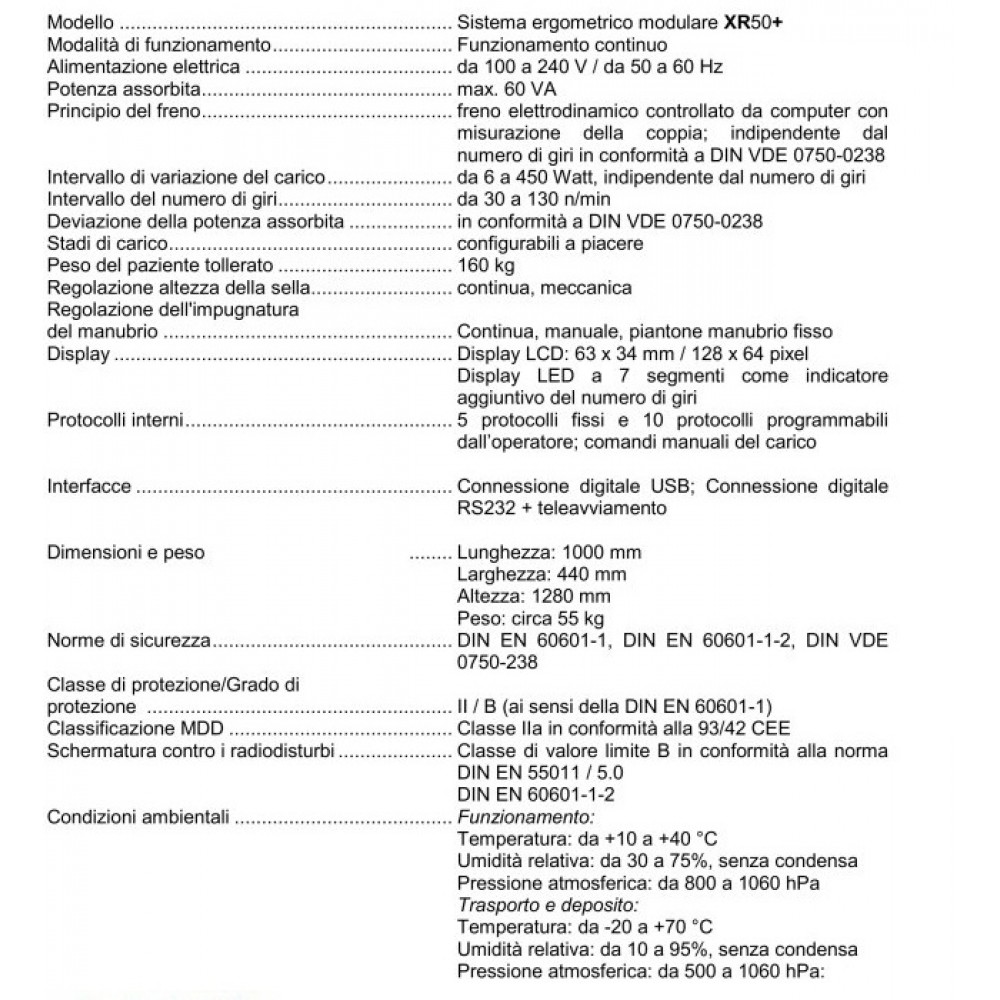 CICLOERGOMETRO PROFESSIONALE PER RIABILITAZIONE - CARDIOLINE XR50+