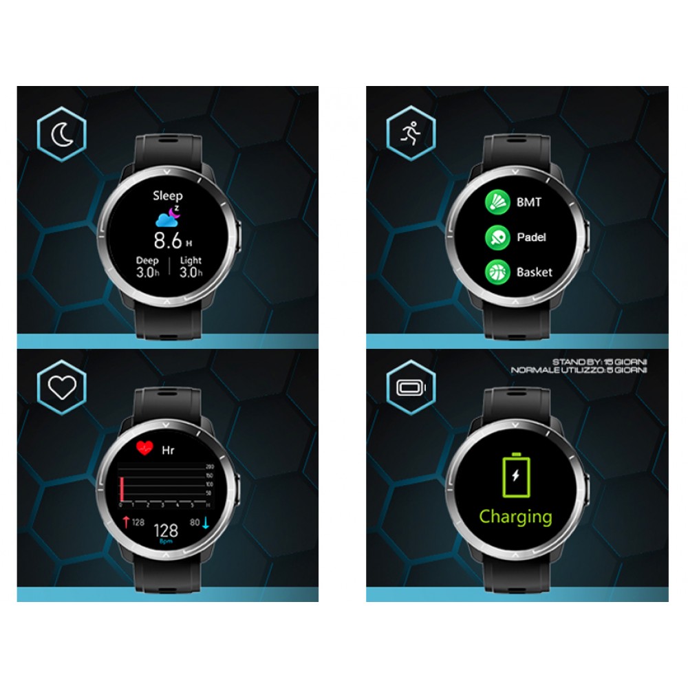 Orologio digitale swartwatch con quadrante rotondo Sportpix