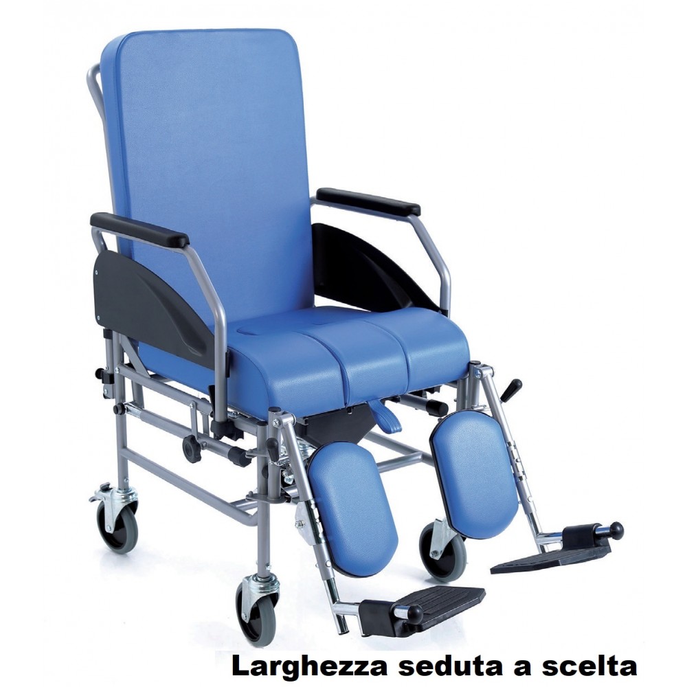 Comoda da transito per disabili - ruote 12,5cm - Schienale reclinabile