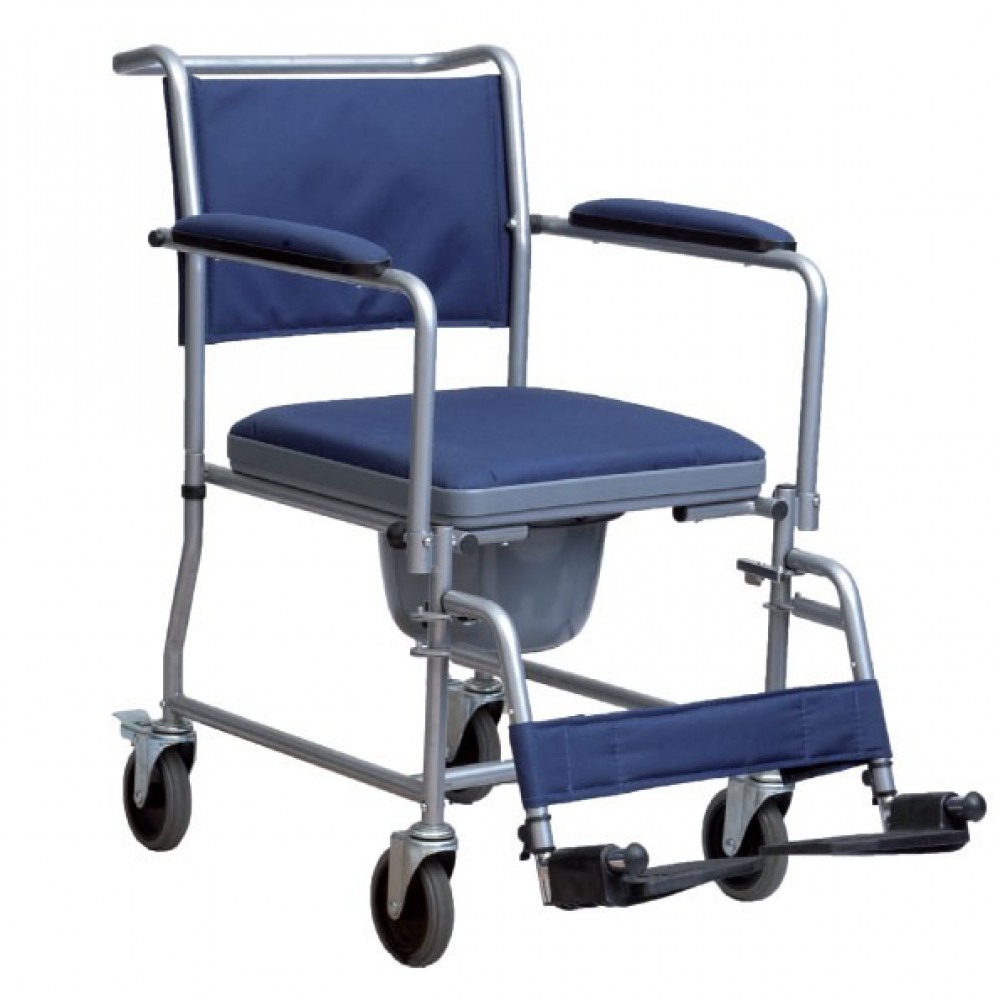 Sedia wc a rotelle per disabili - schienale e secchio estraibile