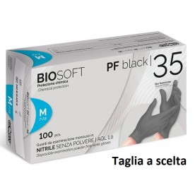 GUANTI IN NITRILE MONOUSO SENZA POLVERE - 3,5 gr - Biosoft PF black